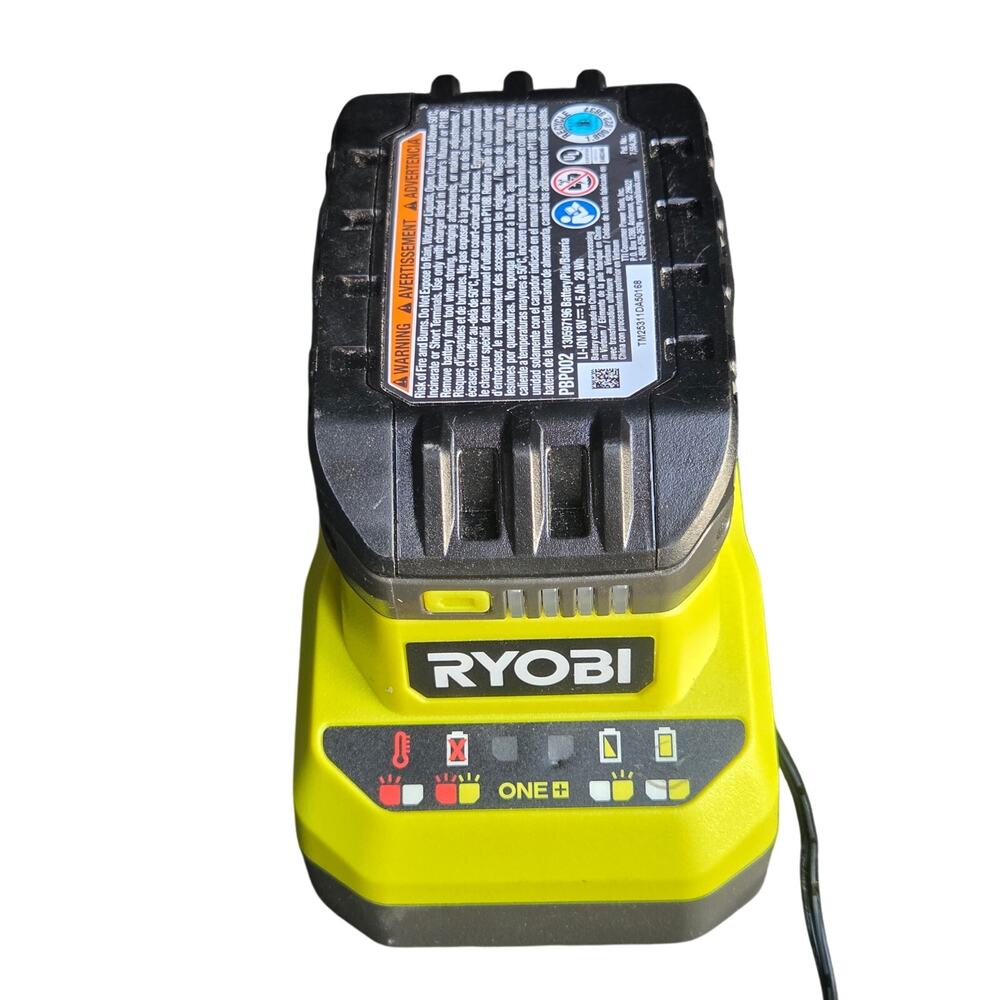 RYOBI ONE+ 18V Lithium Ion 1.5 Ah Battery PBP002 & Wall Charger Combo Tested